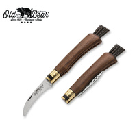 Old Bear Walnut Wood Mushroom Pocket Knife - ANT-9387-19-LN