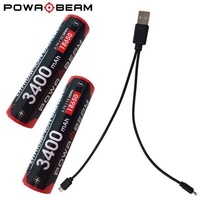 Thumbnail for Powa Beam Dual USB 18650 Battery & Charger Kit - 3400mAh - BAT-RCC-34K