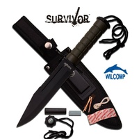 Thumbnail for Survivor Hunting Knife 12" Bowie Half Serrated Fixed Blade HK-786GN