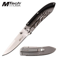 Thumbnail for MTech USA Ultra Lightweight Black Slim Minimal USA American Flag Folding Lock Knife - MT-1151AF