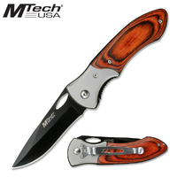 Thumbnail for MTech USA Stainless Steel Pakkawood Inlay Folding EDC Knife - MT-412