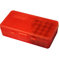 MTM Pistol Ammo Box 50 Round Flip-Top 9mm 380 ACP Clear Red P50-9M-29