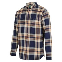 Thumbnail for Ridgeline Organic Check Shirt Navy And Brown 3XL - RLCCSBCBLU6
