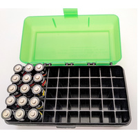 Thumbnail for MTM Case-Gard Flip-Top Battery Storage Box - Green & Black - Hold 50 x AA Battery