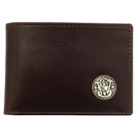 Thumbnail for Smith & Wesson Mens Genuine Leather Front Pocket Wallet - Brown
