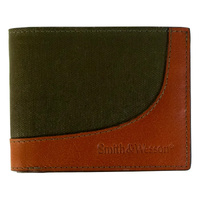 Thumbnail for Smith & Wesson Mens Wax Canvas Bifold Wallet - Khaki Green