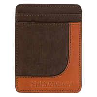 Thumbnail for Smith & Wesson Mens Wax Canvas Money Clip Wallet - Brown