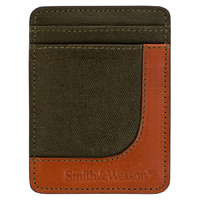 Thumbnail for Smith & Wesson Mens Wax Canvas Money Clip Wallet - Khaki Green