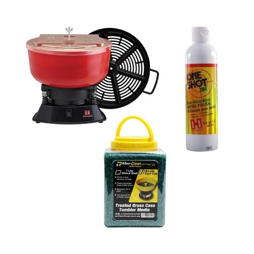 Hornady M-1 Case Tumbler, One Shot Polish & Max-Clean Corn Cob Media 4.5lb - 050204-PT-PK3
