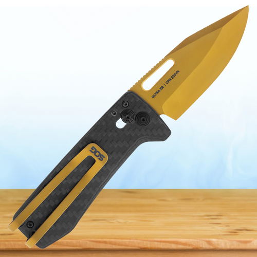 SOG Ultra XR Carbon and Gold Folding Knife - 12-63-02-57