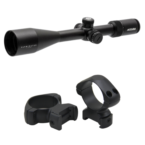 Accura Varminator 5-30x56 Riflescope (A60 Illum. Reticle) + 30mm High Steel Rings Weaver/Picatinny - AC530X56A6030HWP