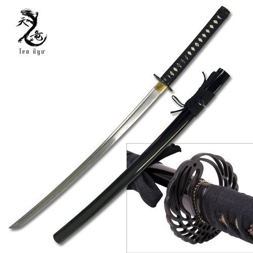 Ten Ryu Handmade Samurai Sword - Black - K-TR-038