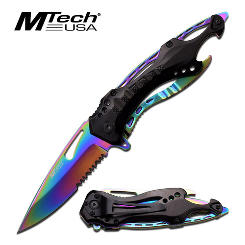 Mtech USA Black Folding Lock Knife W/Bottle Opener - MT705