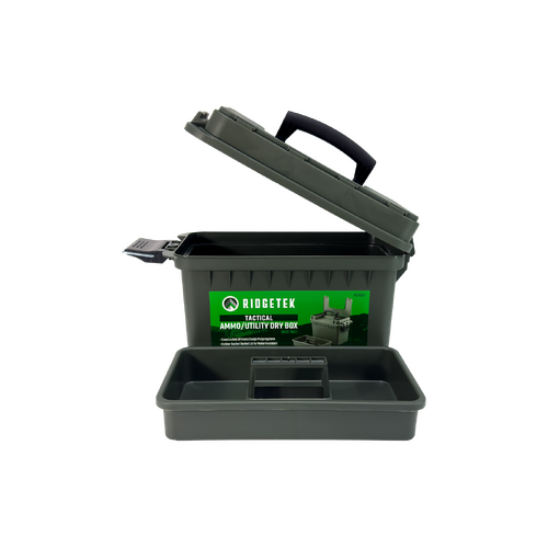 Ridgetek Utility Dry Storage Box with Tray and Padlock - OD Green - RL10661
