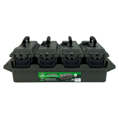 Ridgetek 4-Box .30Cal Ammo Crate with Padlock - OD Green - RL10687