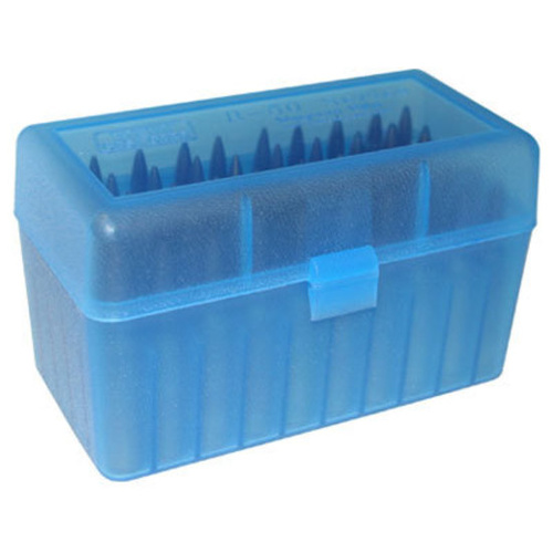 MTM Rifle Ammo Box - 50 Round Flip-Top 300 WSM 45-70 7mm SAUM - Blue RMLD-50-24