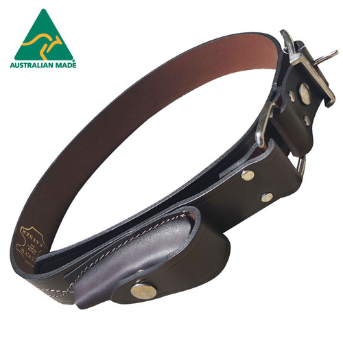 Leather Stockman's Belt w Knife Pouch - 50" - SB50