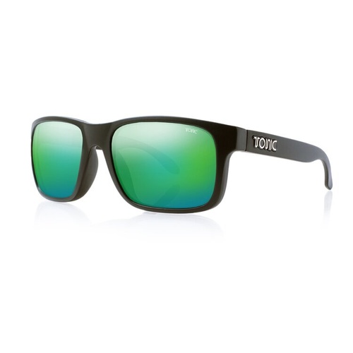 Tonic Mo Matt Black Mirror Green Sunglasses - TMOBLKGRNMIRR