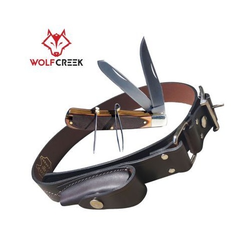 Wolf Creek Leather Stockman's Belt, Size 32 with Trapper Knife - WC-8973-SB32