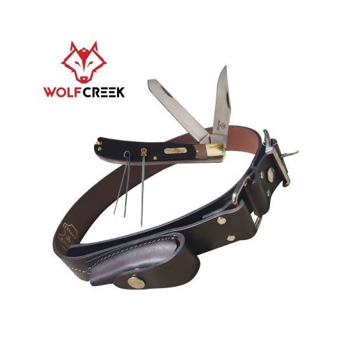 Wolf Creek Leather Stockman's Belt, Size 34 with Trapper Knife - WC-8978-SB34